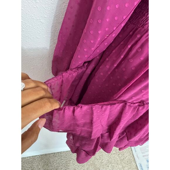 Nanette Nanette Lepore Raspberry Swiss Dot Tiered Dress NWT Size 8 - Picture 8 of 10